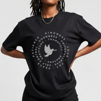 Patience Kindness Faith Love - Circular Virtue Dove Peace Statement Artwork