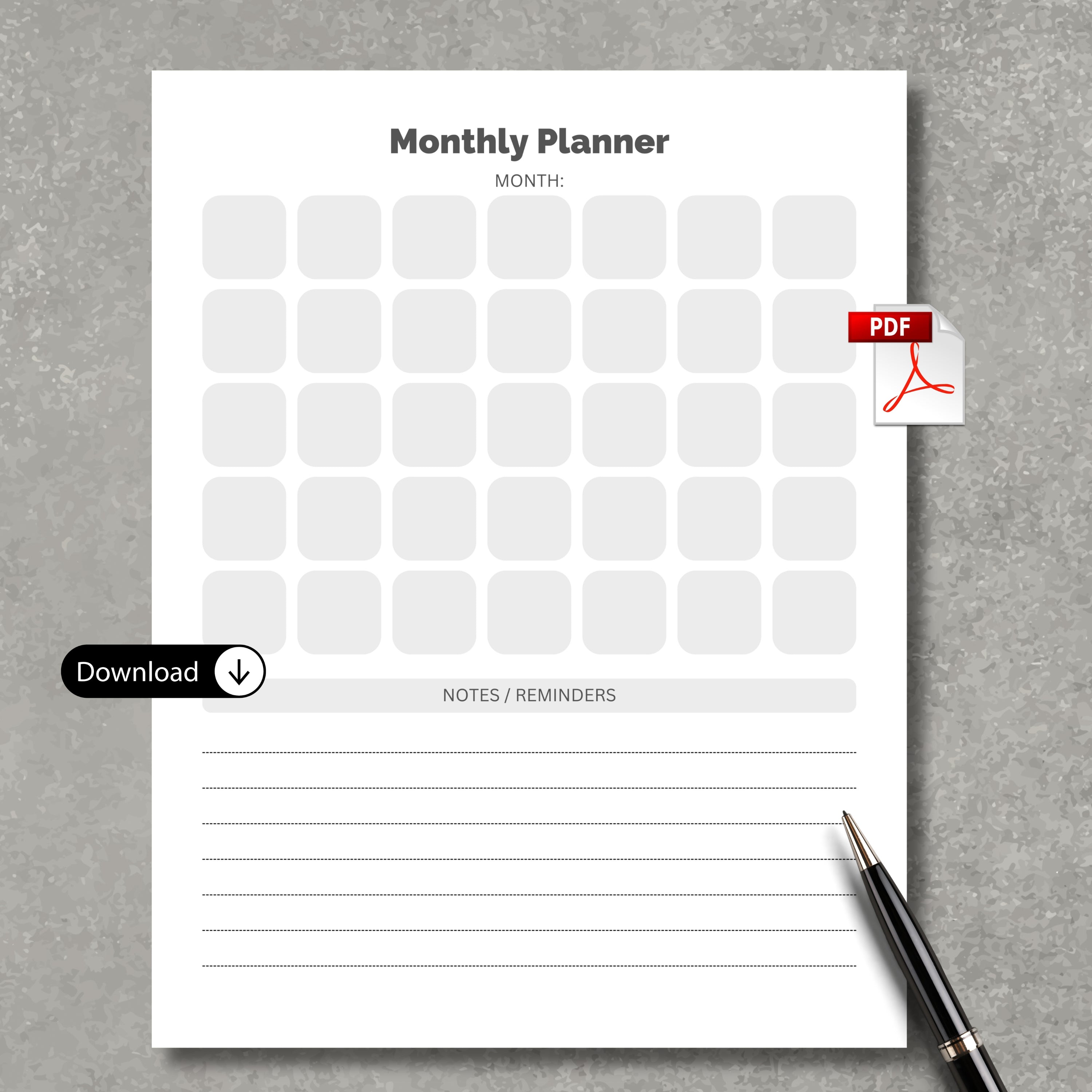 Monthly Planner PDF Paper V2
