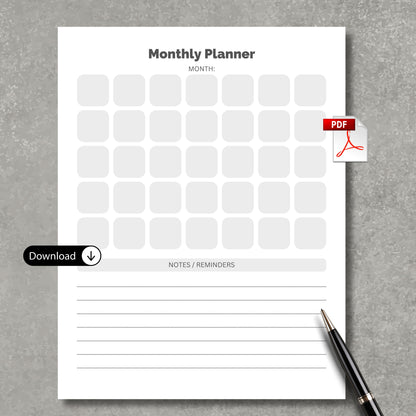 Monthly Planner PDF Paper V2
