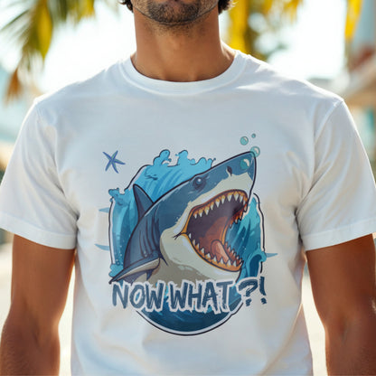 Now What Shark - Funny Ocean Adventure Statement Artwork
