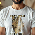 Stay Wild Stay Free - Wolf Nature Freedom Statement Artwork