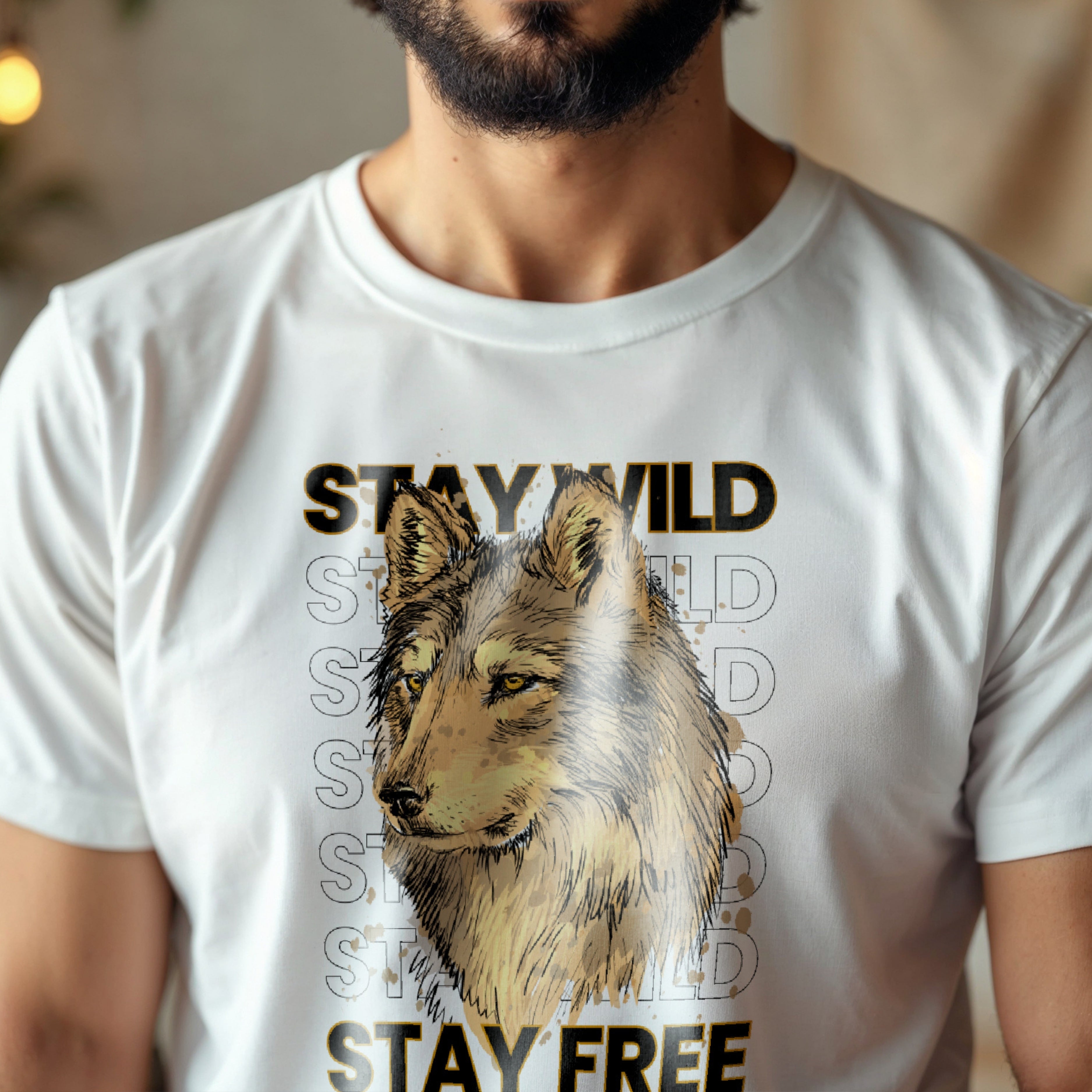 Stay Wild Stay Free - Wolf Nature Freedom Statement Artwork