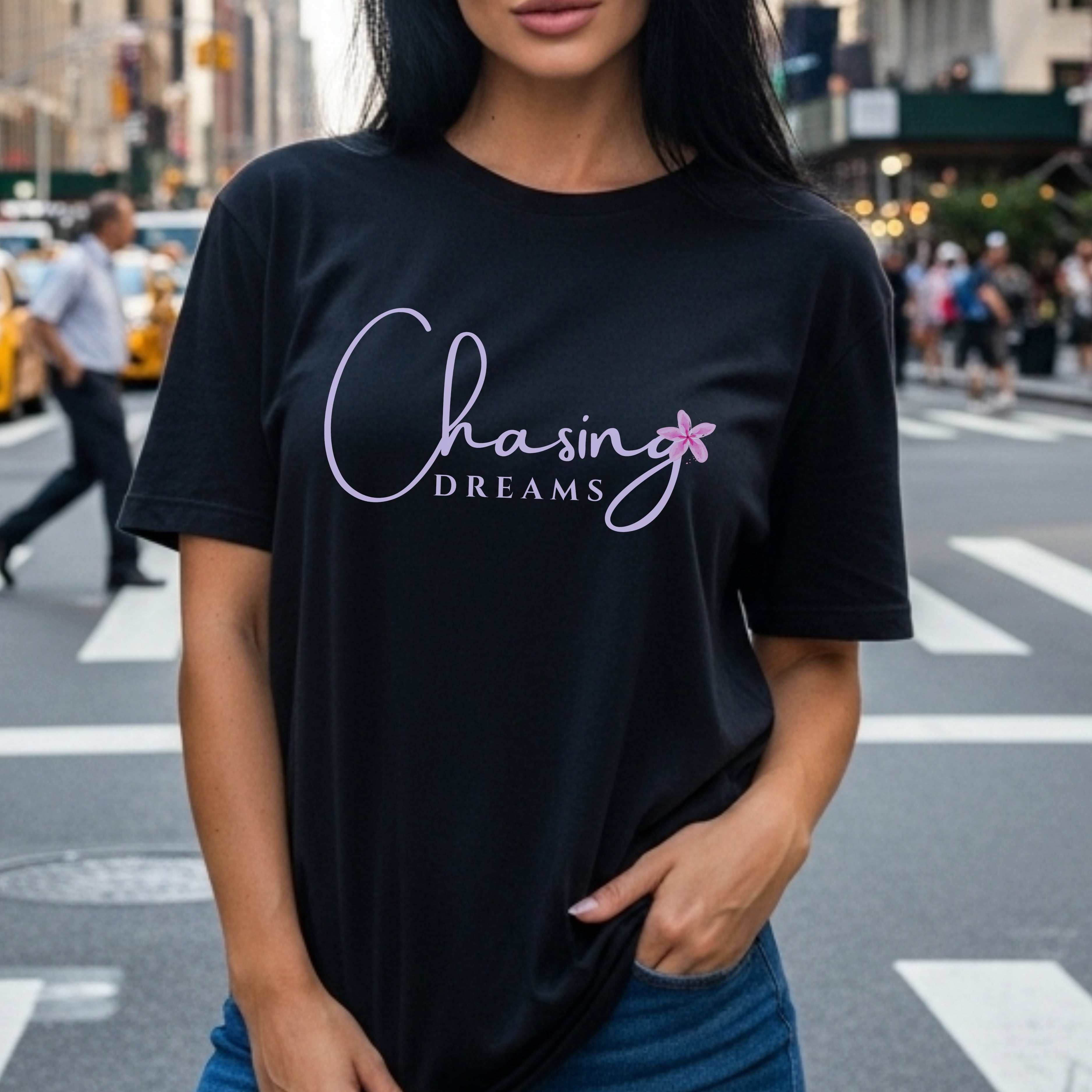 Chasing Dreams - Elegant Floral Script Motivational Minimalist Statement Artwork