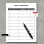 Daily Sign In Sheet
