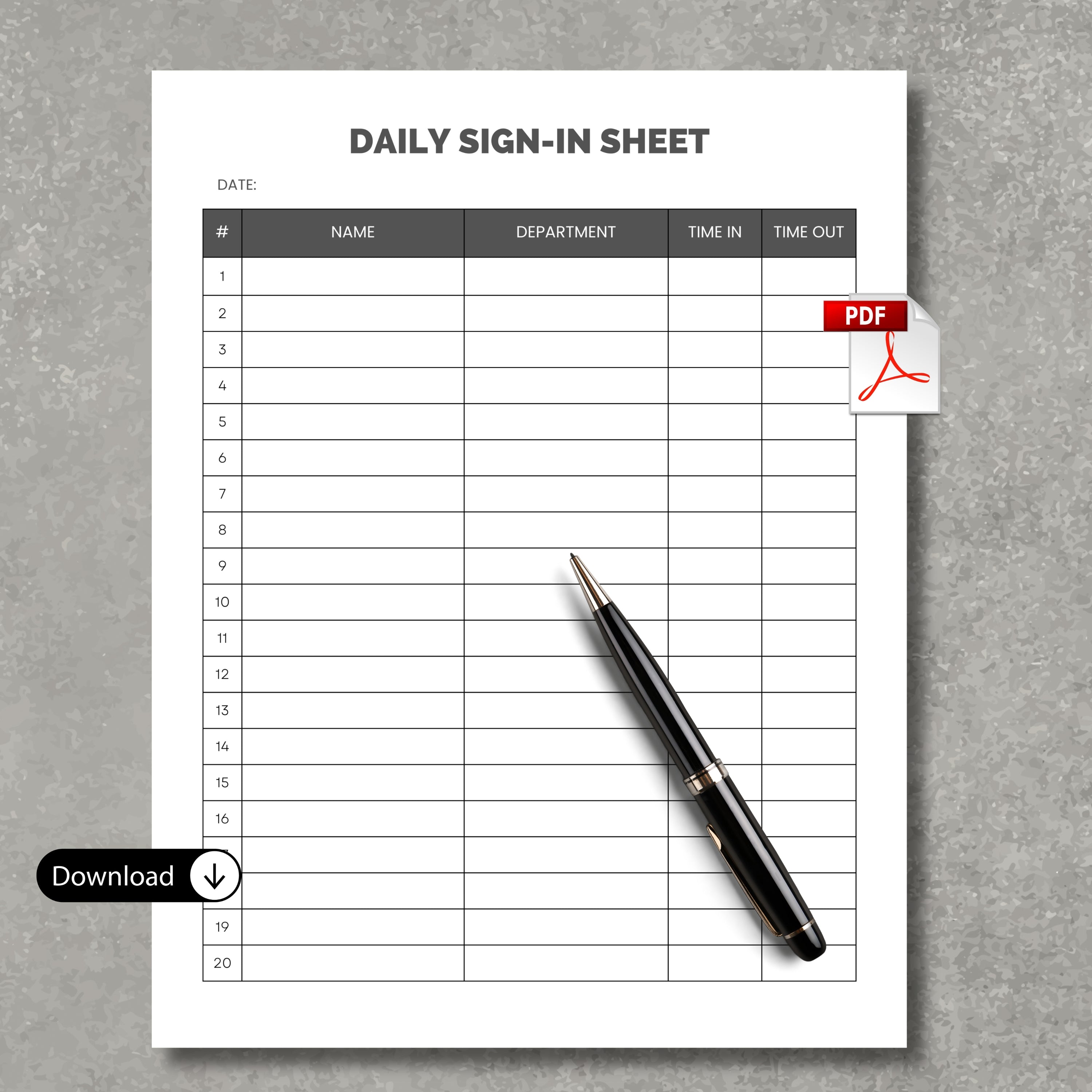 Daily Sign In Sheet