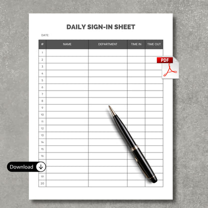 Daily Sign In Sheet