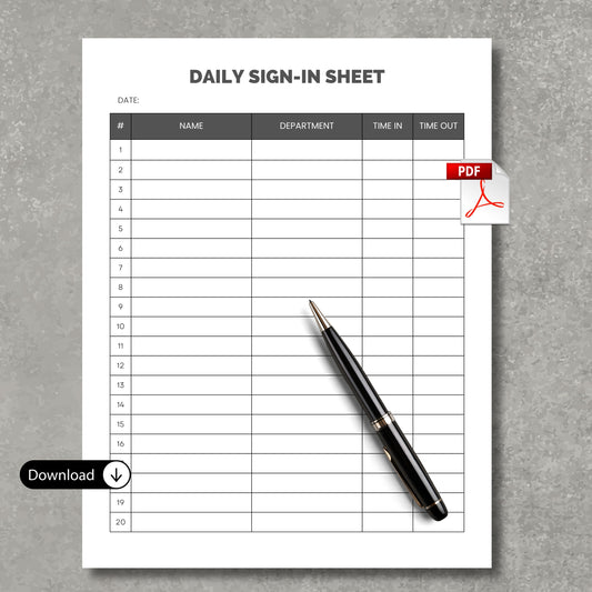 Daily Sign In Sheet