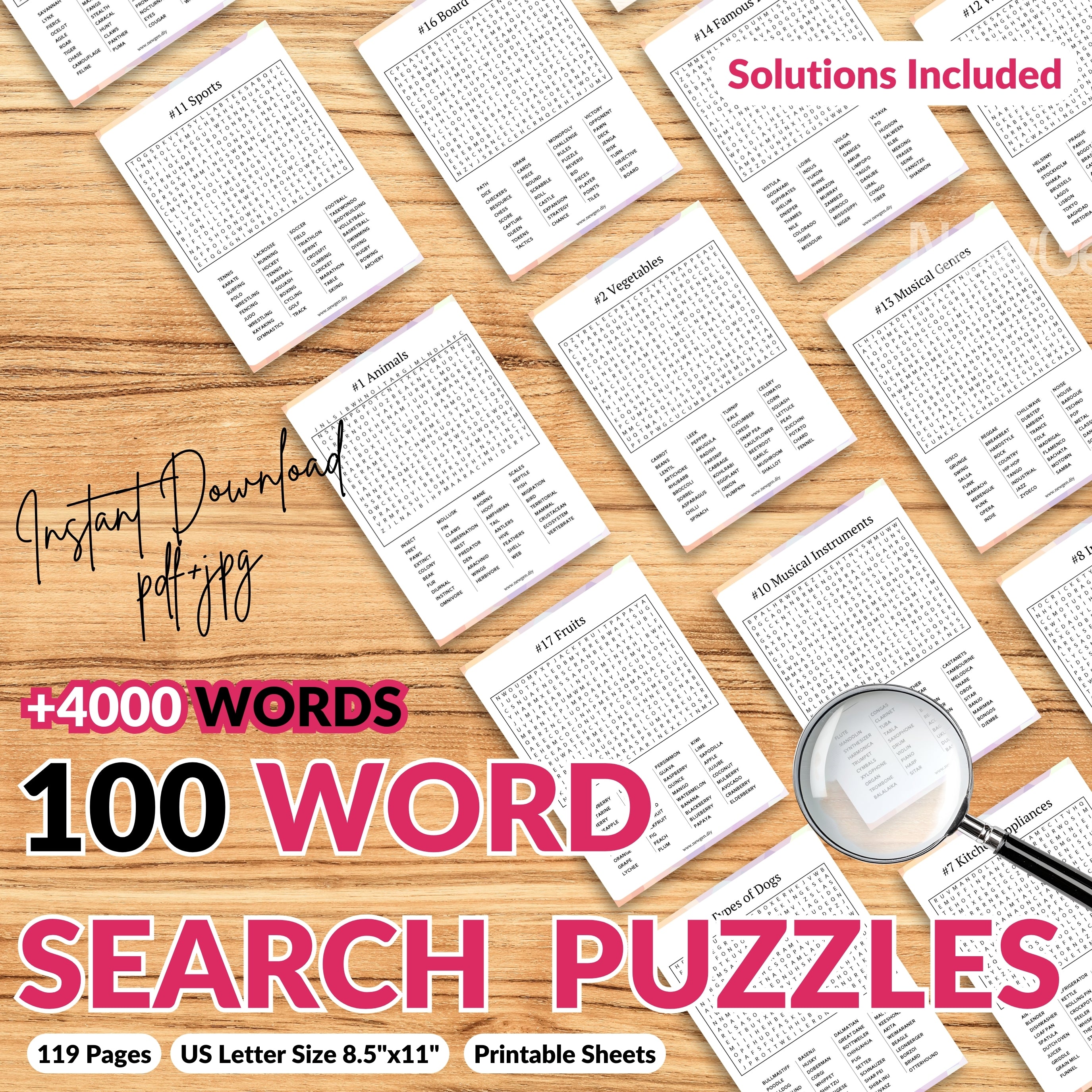 100 Word Search Adult For Teen & Adult +4000 Words