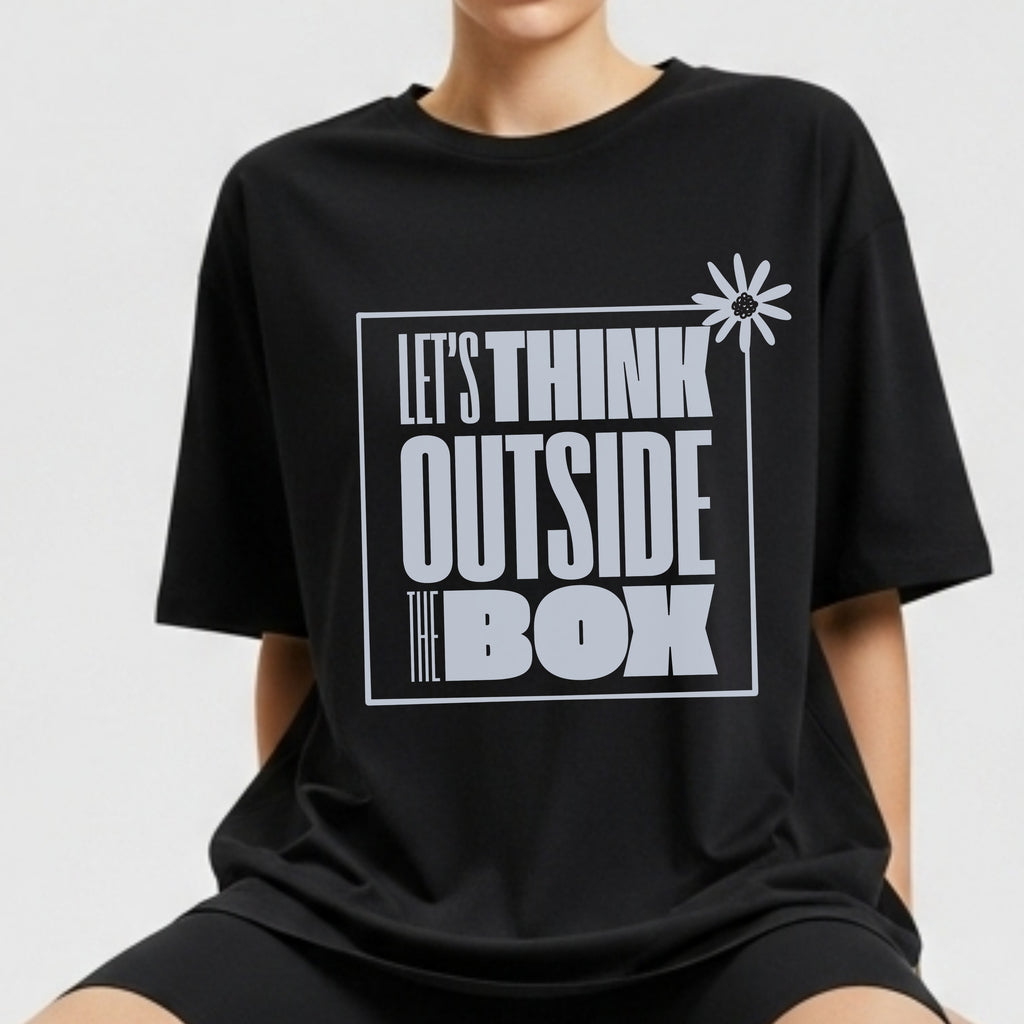 Let's Think Outside The Box - Bold Typography Daisy Flower Creative Mindset Statement Artwork