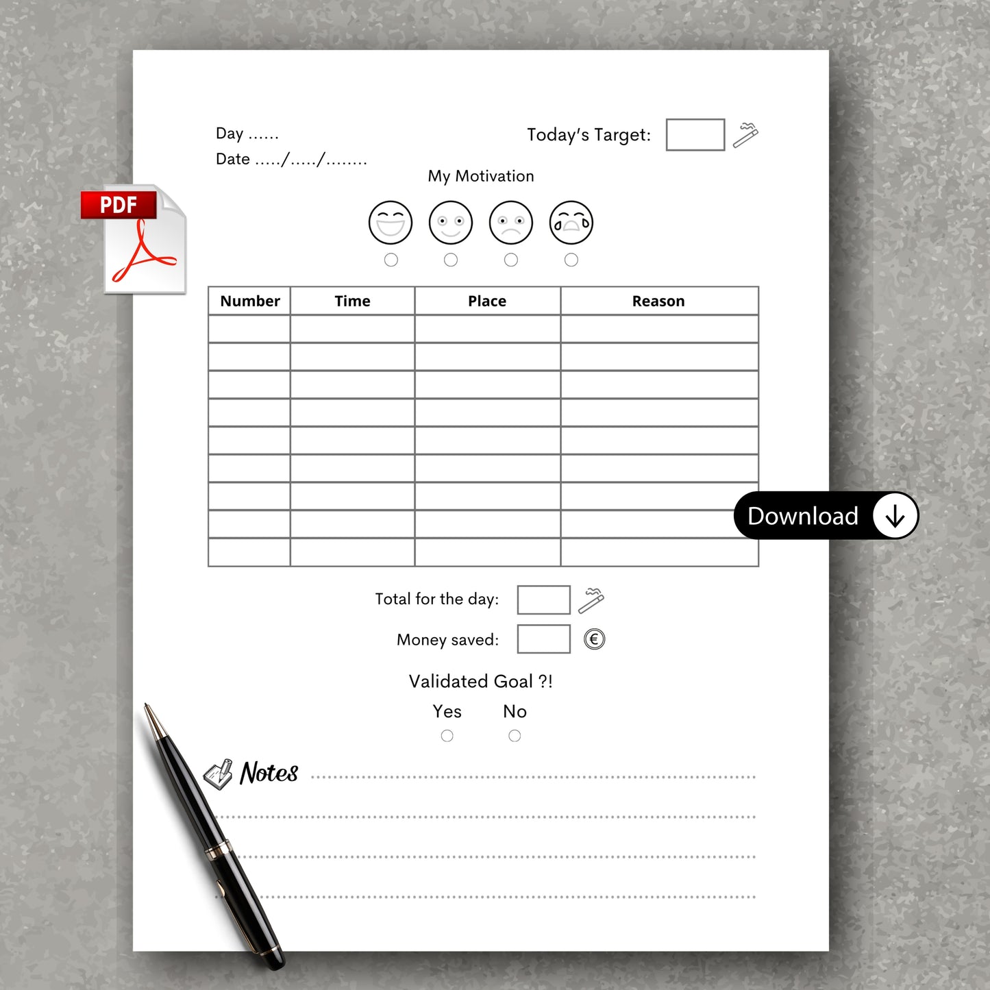 Stop Smoking Daliy Planner
