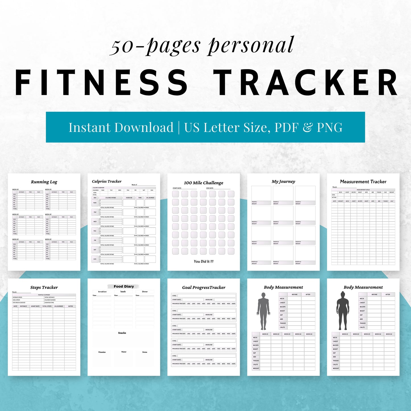 Fitness Planner & Trackers Bundle