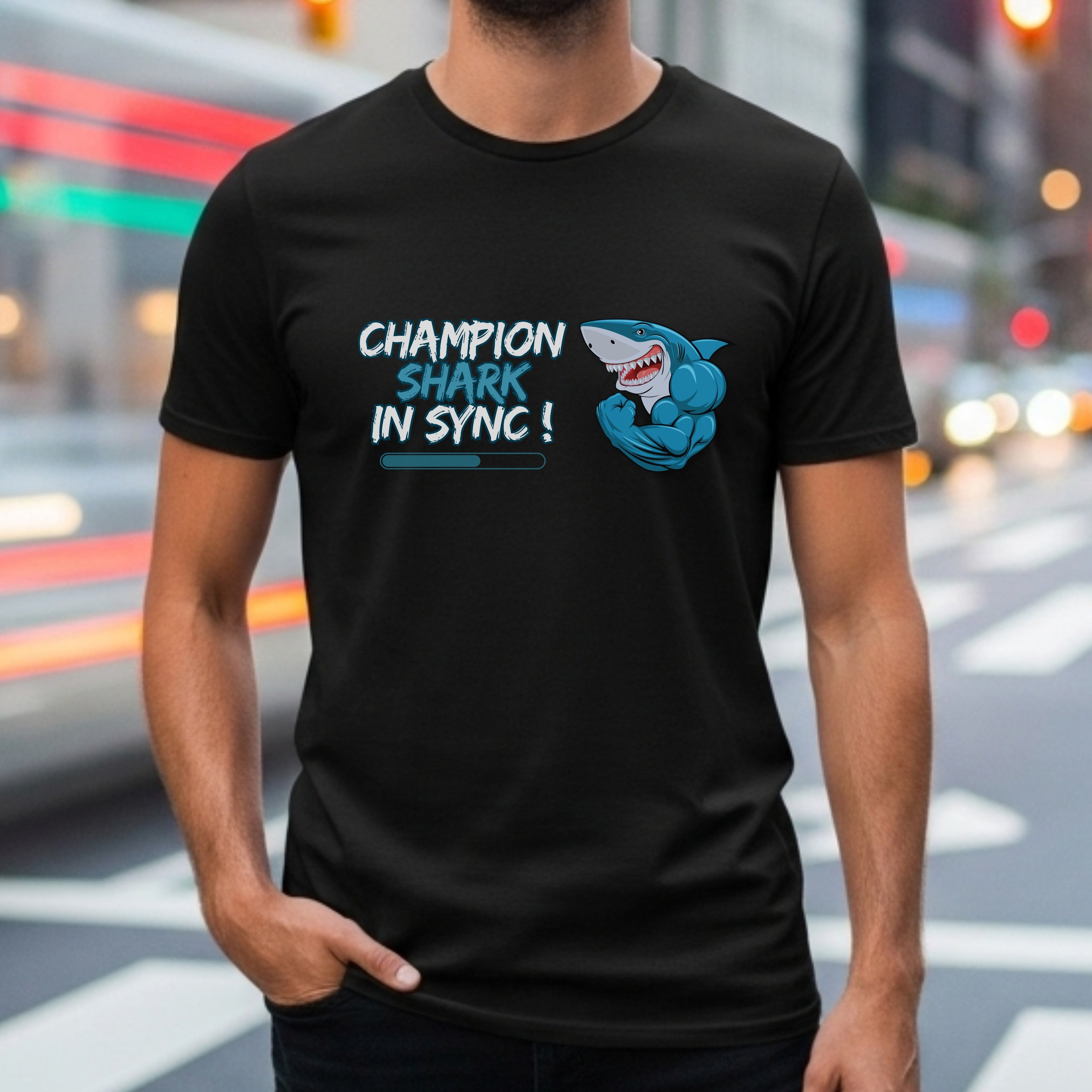 Champion Shark In Sync - Funny Motivational Loading Statement Artwork