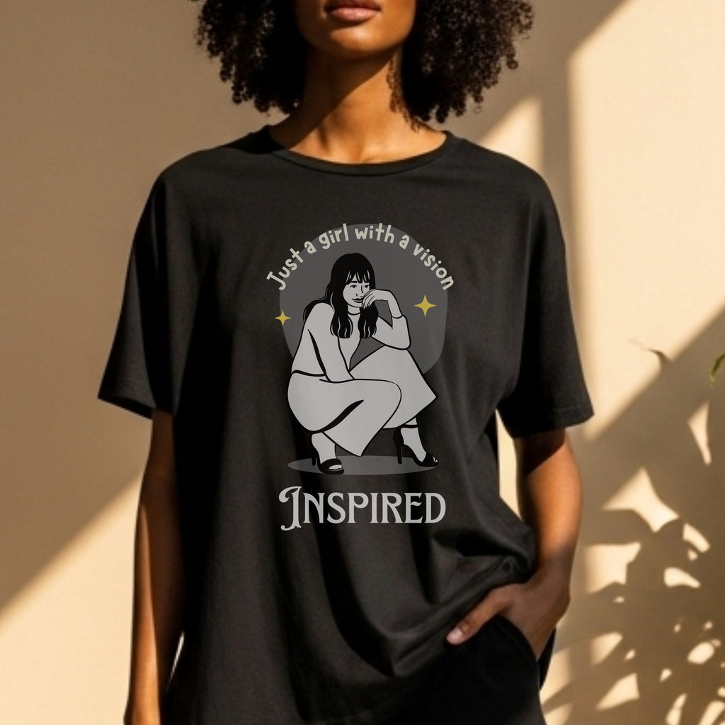 Just A Girl With A Vision Inspired - Yellow Circle Illustration Dreamer Statement Artwork