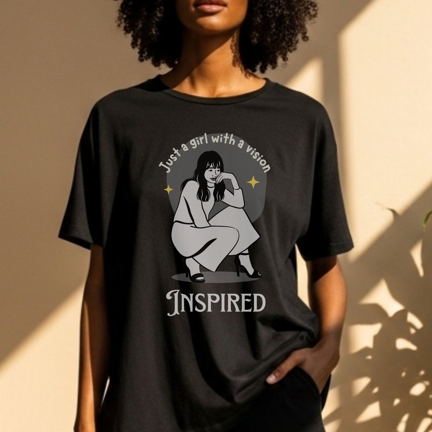 Just A Girl With A Vision Inspired - Yellow Circle Illustration Dreamer Statement Artwork