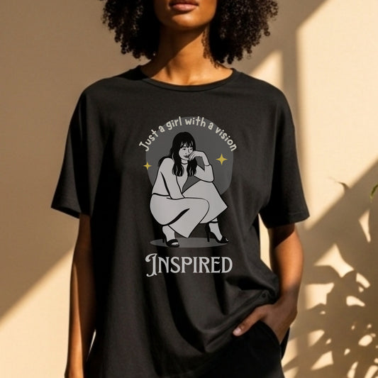 Just A Girl With A Vision Inspired - Yellow Circle Illustration Dreamer Statement Artwork