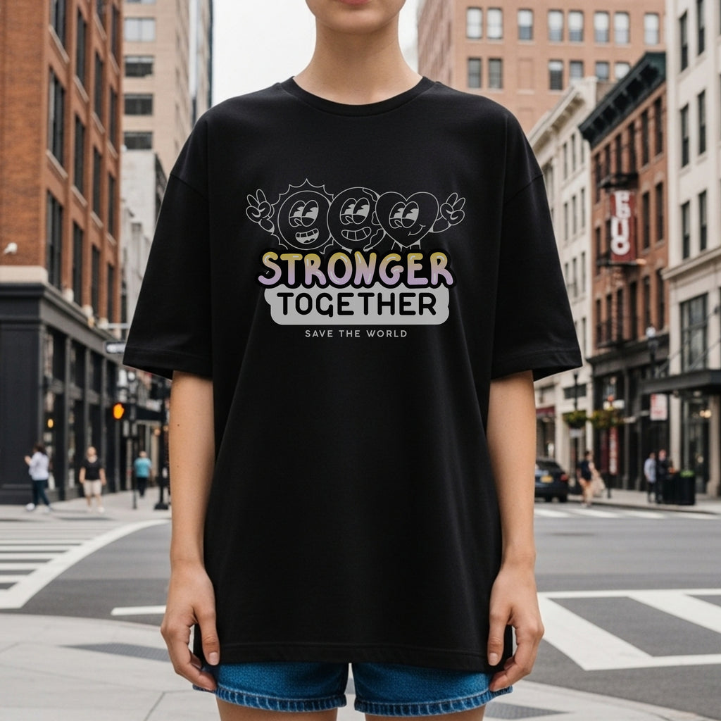 Stronger Together Save The World - Unity Teamwork Collaboration Empowerment Statement Artwork