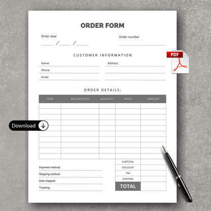 Orders Form PDF - Undated