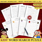 Kids' Word Search Puzzle - 30 Educational Themes