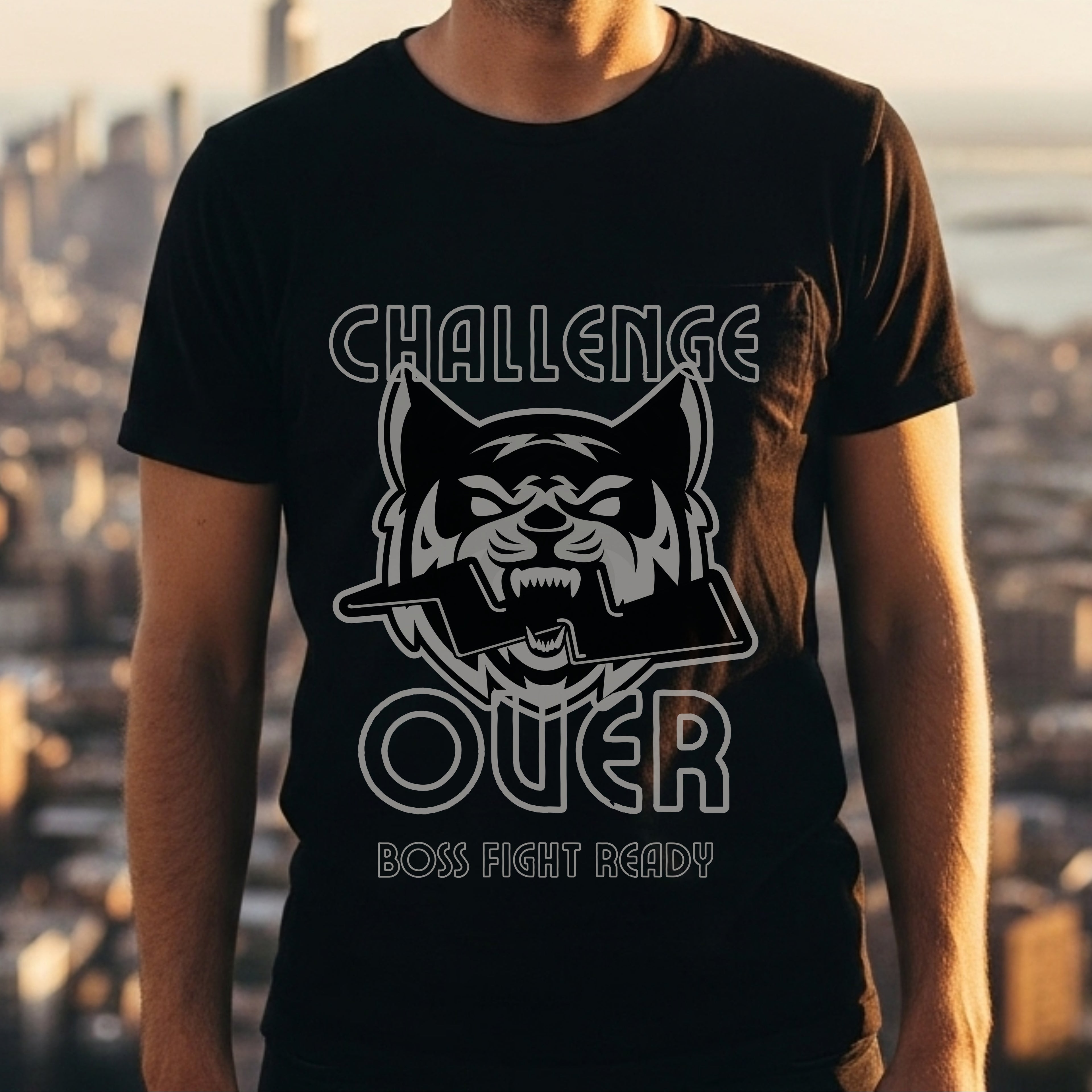 Challenge Over Boss Fight Ready - Gaming Motivational Statement Artwork