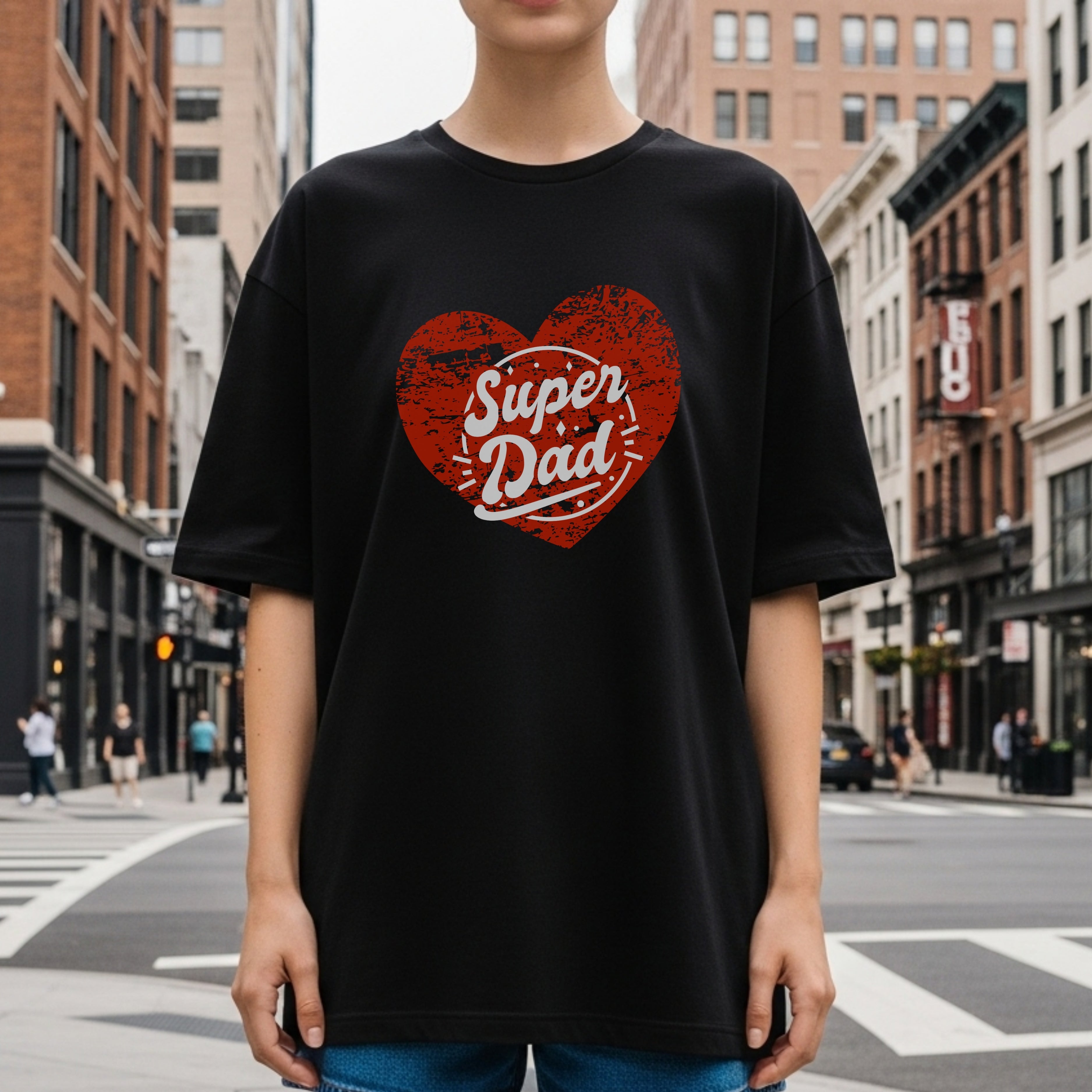 Super Dad - Distressed Red Heart Vintage Father's Day Love Appreciation Design