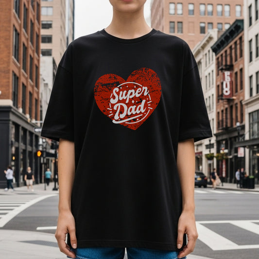 Super Dad - Distressed Red Heart Vintage Father's Day Love Appreciation Design