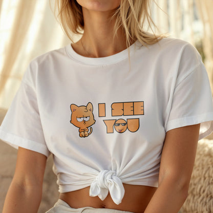 I See You - Grumpy Orange Cat with Deal With It Sunglasses Meme Humor Artwork