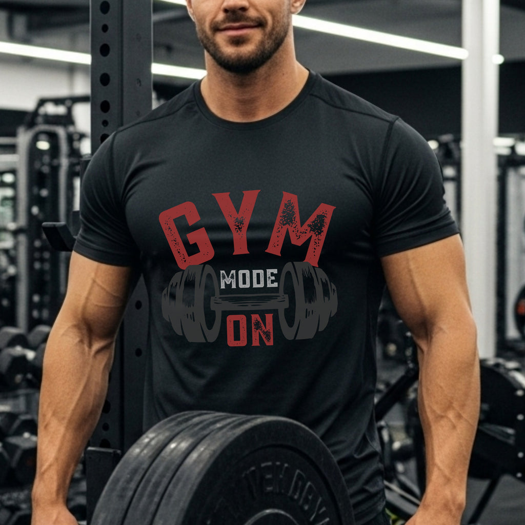 Gym Mode On - Intense Workout Motivation Barbell Statement Artwork