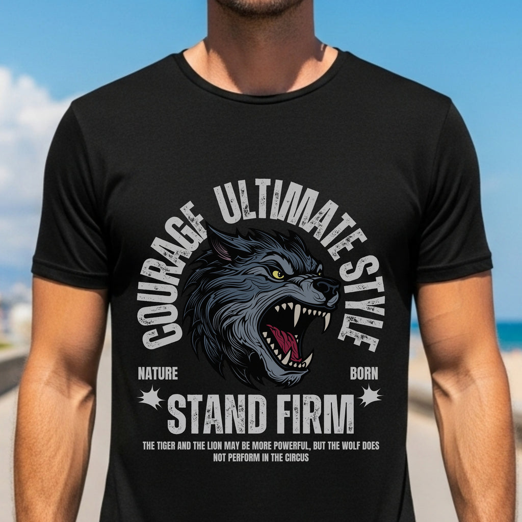 Courage Ultimate Style Stand Firm Wolf Motivational Statement Artwork