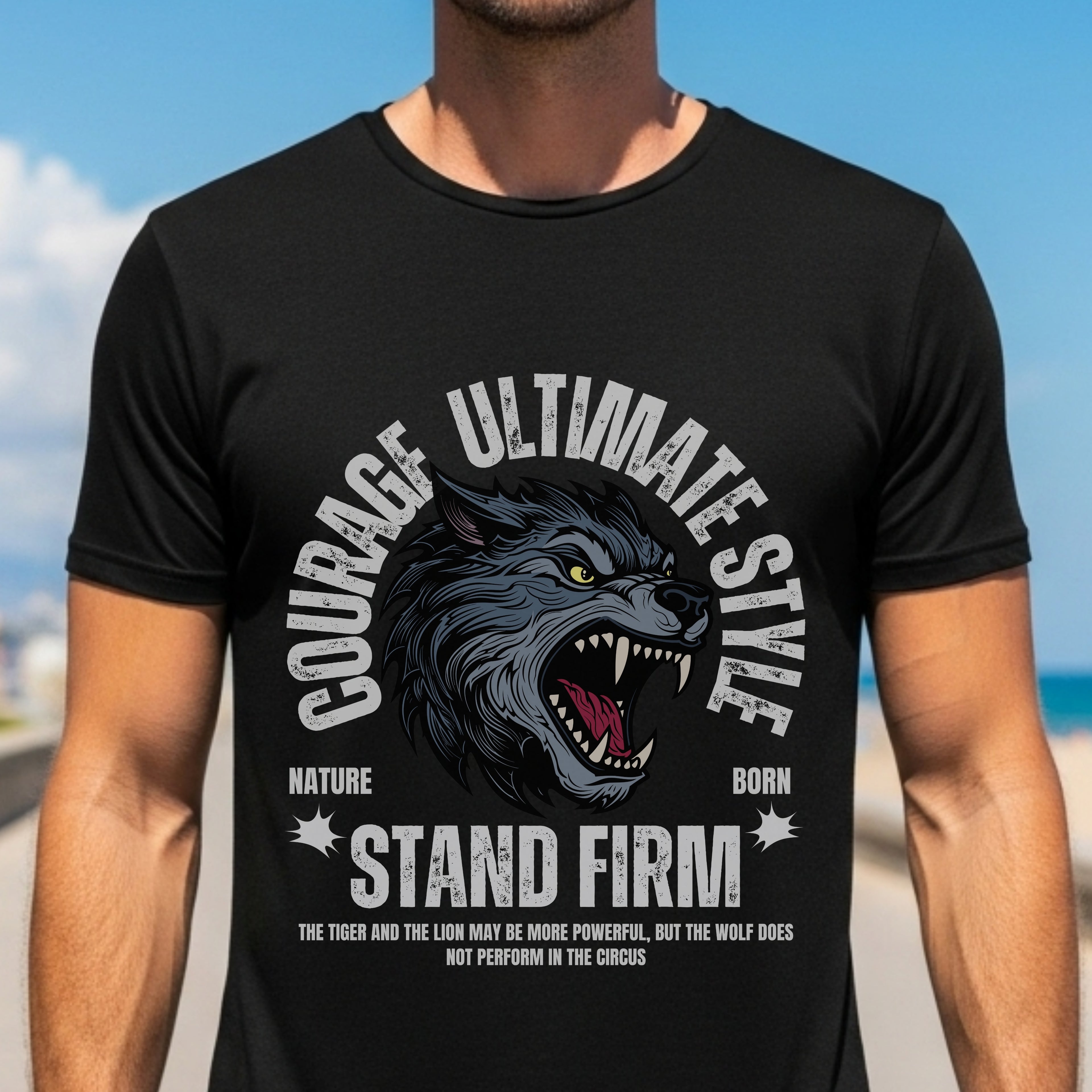 Courage Ultimate Style Stand Firm Wolf Motivational Statement Artwork