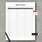 Contacts' Sign Up Sheet