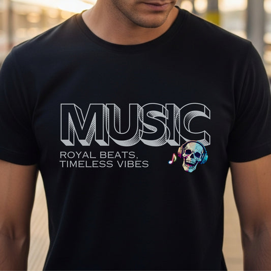 Music Royal Beats Timeless Vibes - Colorful Skull Statement Artwork