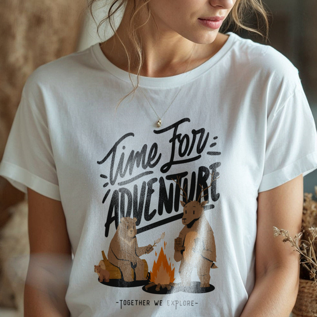 Time For Adventure Together We Explore - Bear Camping Outdoors Nature Statement Artwork