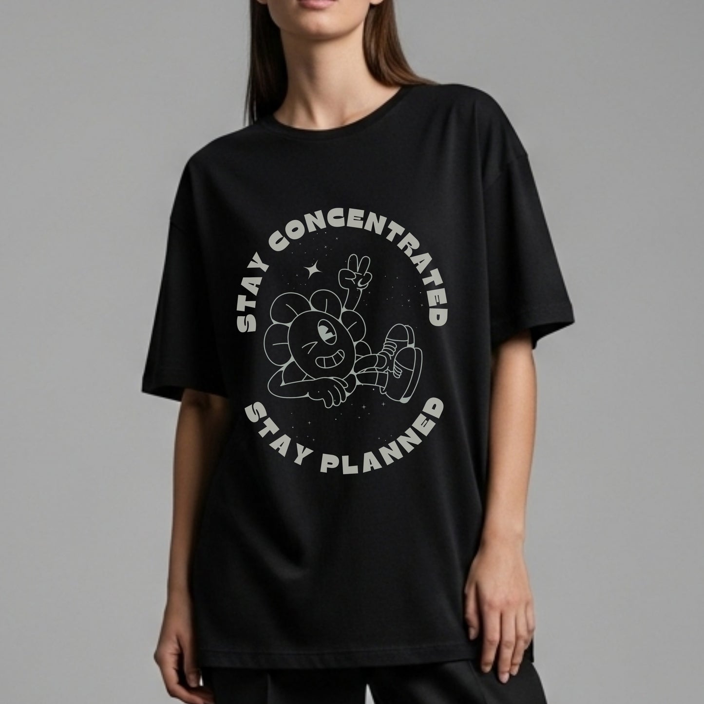 Stay Concentrated Stay Planned - Cartoon Focus Productivity Organization Statement Artwork