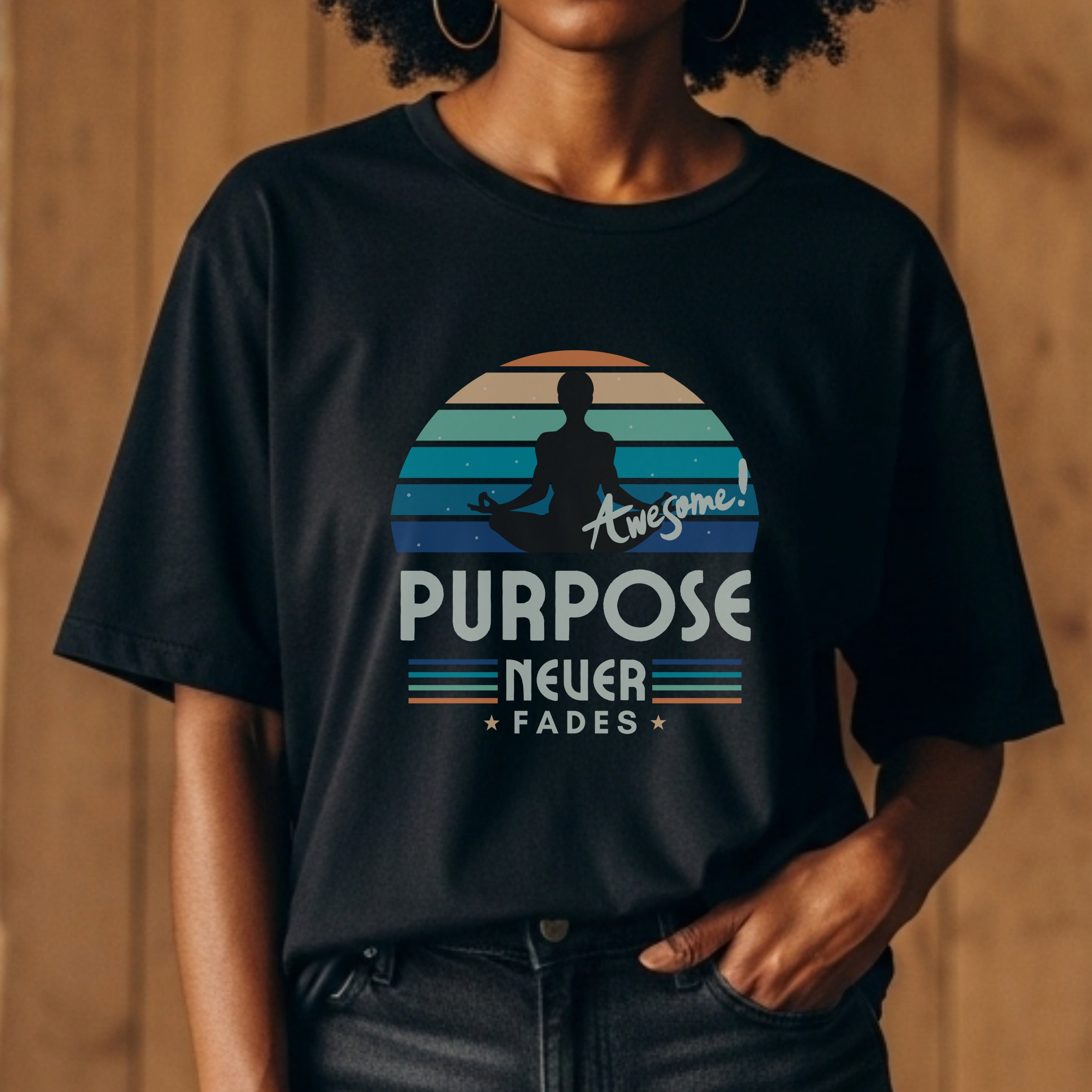 Awesome Purpose Never Fades - Meditation Retro Mindfulness Wellness StatementArtwork