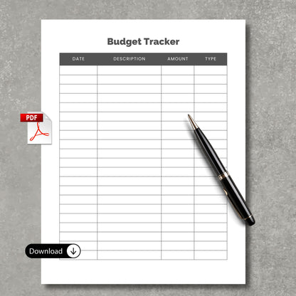 Budget Tracker PDF Paper