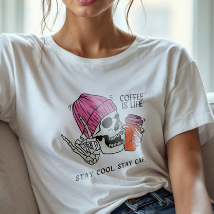 Coffee Is Life - Edgy Skull Beanie Caffeine Addict Humor Statement Artwork