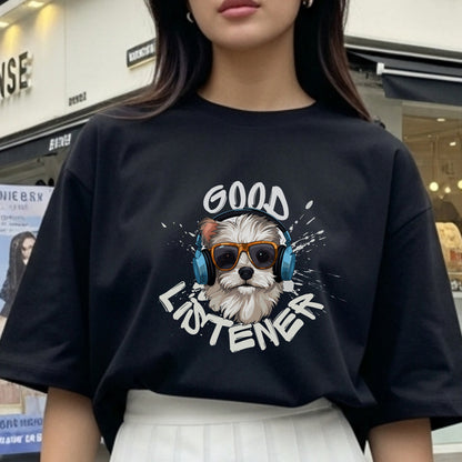 Good Listener - Cool Dog Headphones Music Humor Statement Artwork