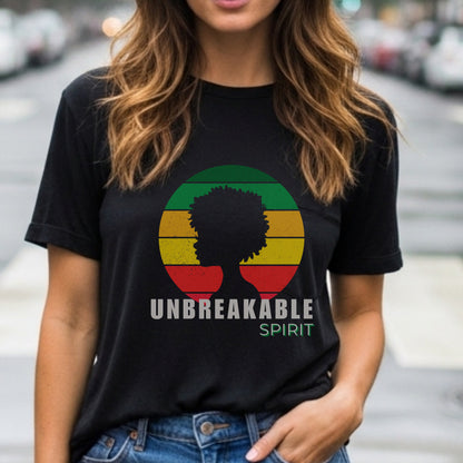Unbreakable Spirit - Afro Silhouette Retro Sunset Circle Natural Hair Empowerment Artwork
