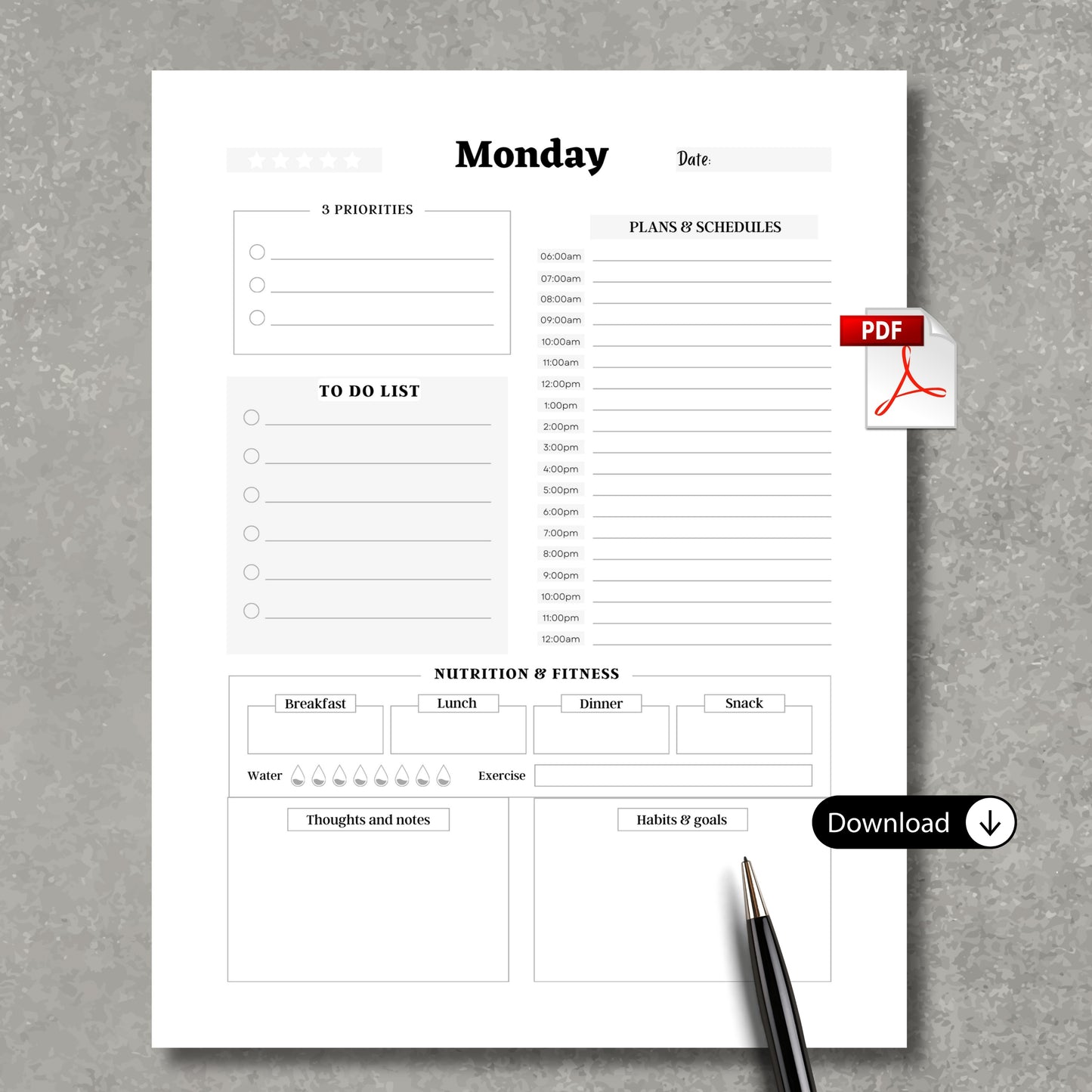 7 Days "Named" Daily Planner
