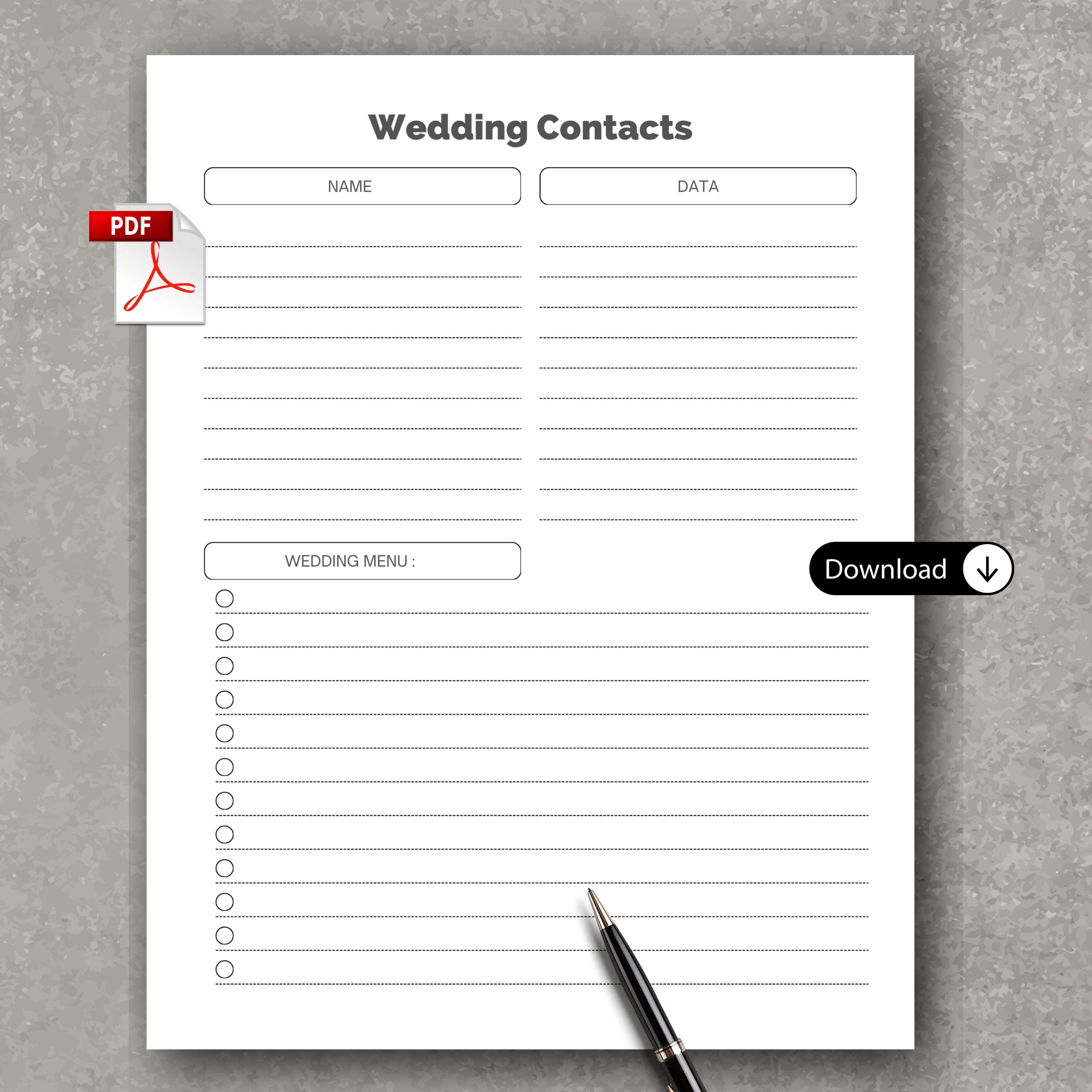 Wedding VIP Contact List