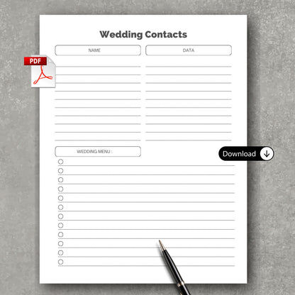 Wedding VIP Contact List