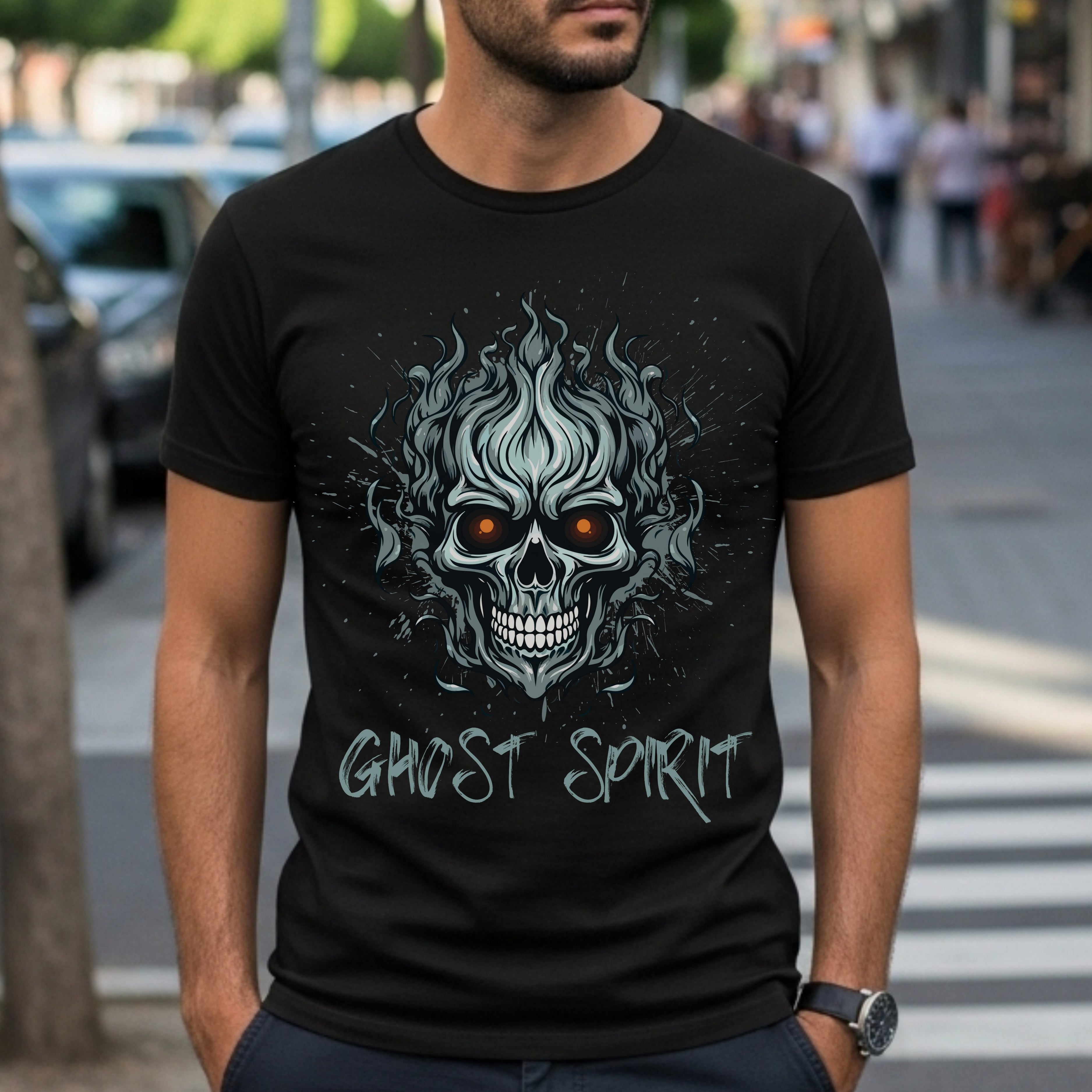 Ghost Spirit - Flaming Skull Dark Energy Statement Artwork