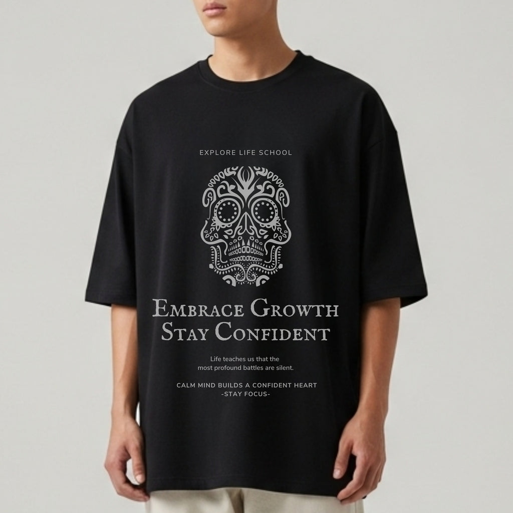 Explore Life School - Embrace Growth Stay Confident Sugar Skull Wisdom Statement Artwork