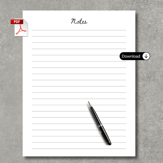 Notes Lined Paper Sheet