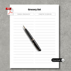 Grocery List PDF Sheet