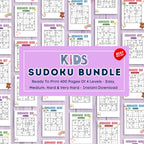 400 Sudoku Fun Activity Sheets For Kids - 4 Levels