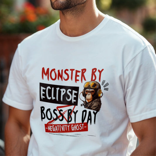 Monster By Eclipse, Boss By Day - Motivational Chimp DJ Music Producer Statement Artwork