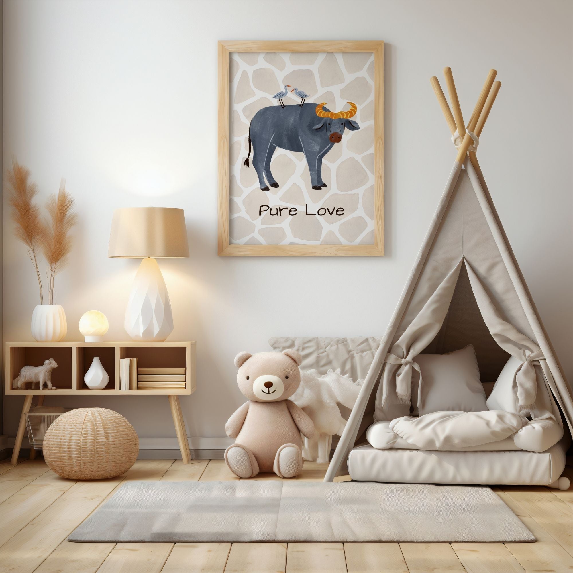 Pure Love - Buffalo & Birds Friendship Wall Art