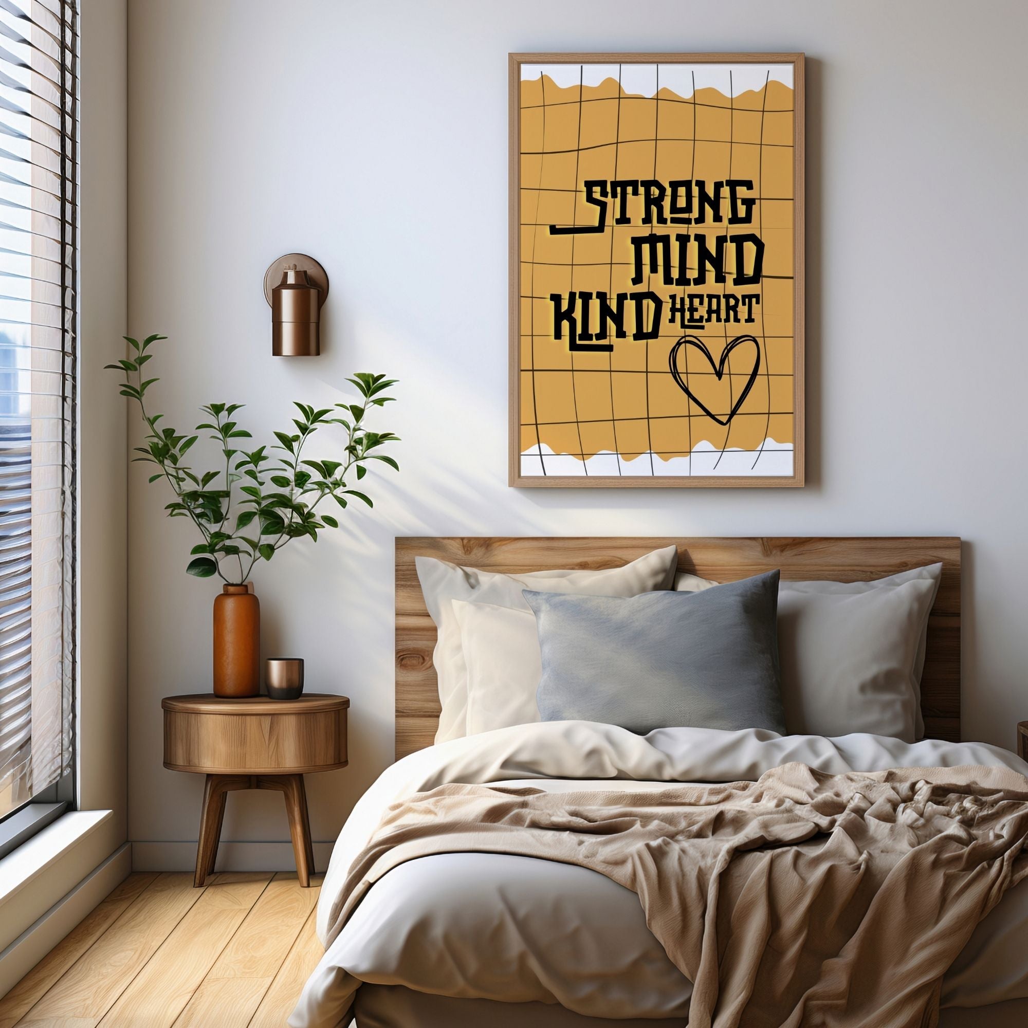 Strong Mind Kind Heart - Modern Abstract Grid Wall Art