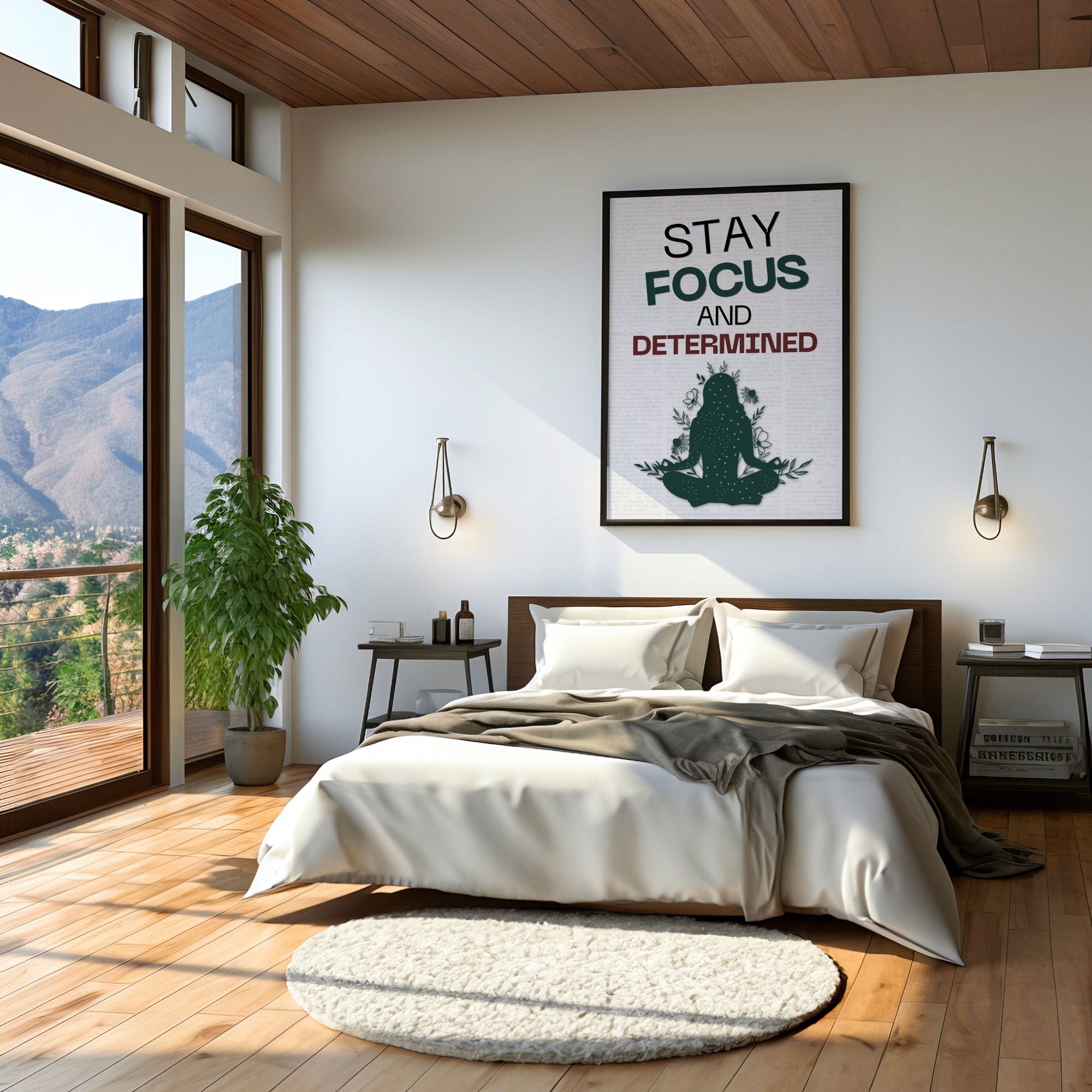 Stay Focused and Determined - Mindfulness Motivation Wall Art